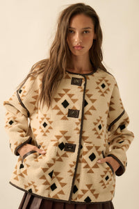 Echo Canyon Geometric-Print Fleece Toggle Jacket - ShopPromesa