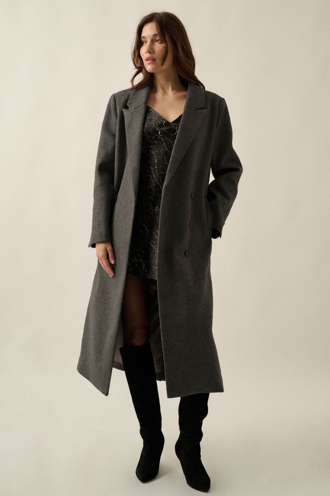 Long Goodbye Double-Breasted Felt Overcoat - ShopPromesa