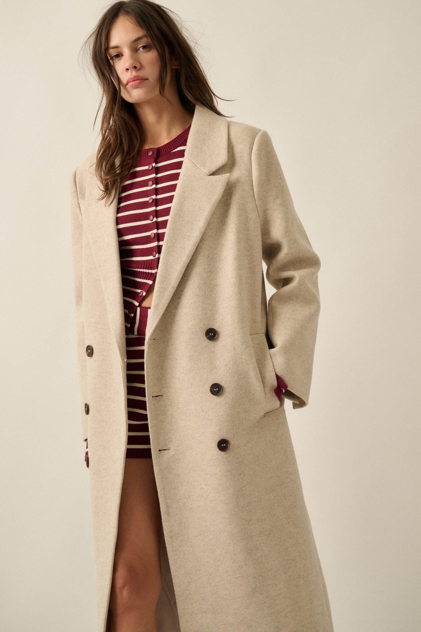 Long Goodbye Double-Breasted Felt Overcoat - ShopPromesa
