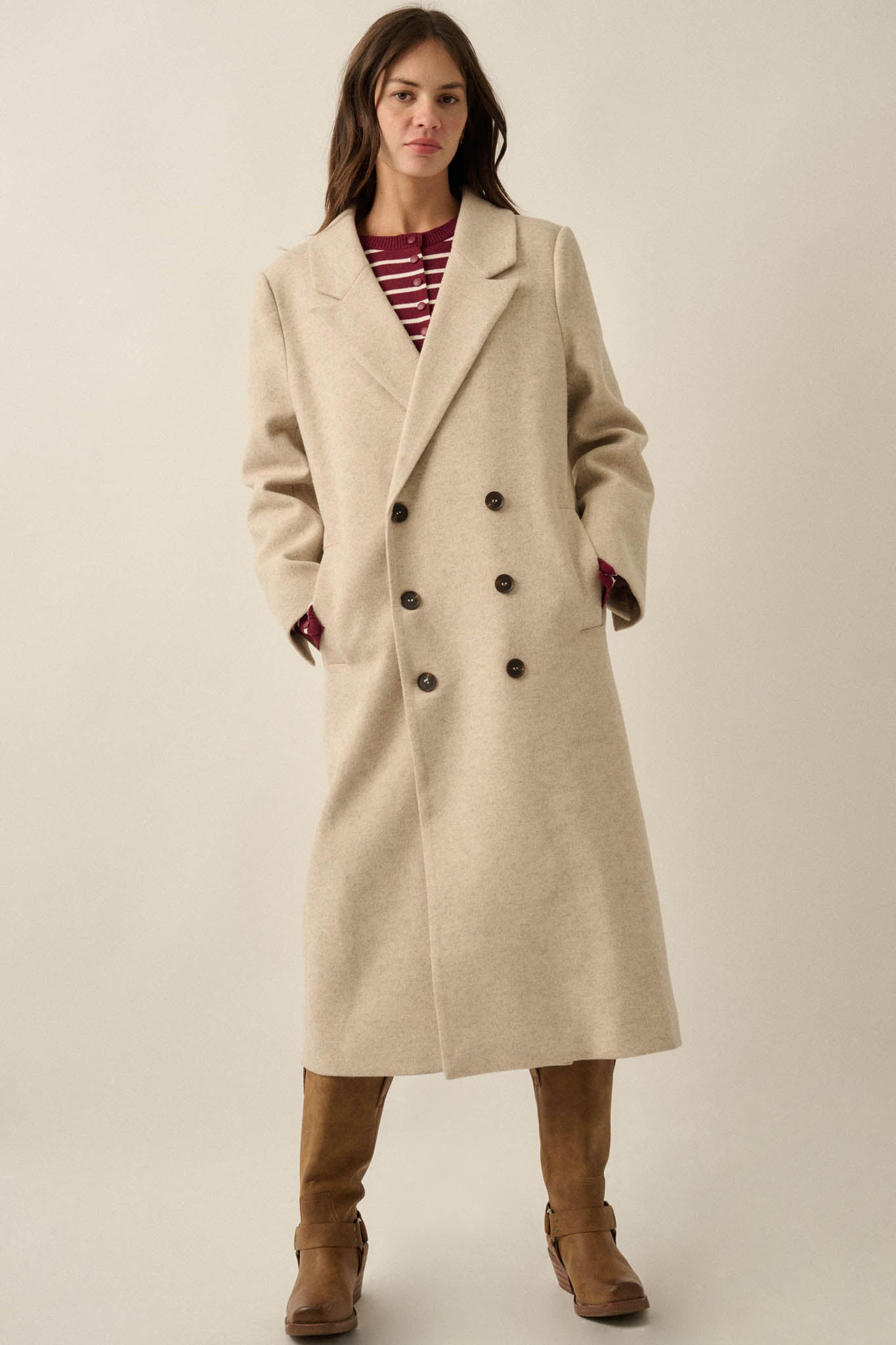 Long Goodbye Double-Breasted Felt Overcoat - ShopPromesa