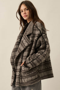 Alpine Lodge Fair Isle Fleece Oversize Jacket - ShopPromesa