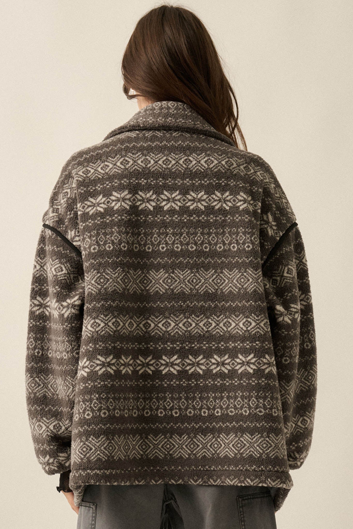 Alpine Lodge Fair Isle Fleece Oversize Jacket - ShopPromesa