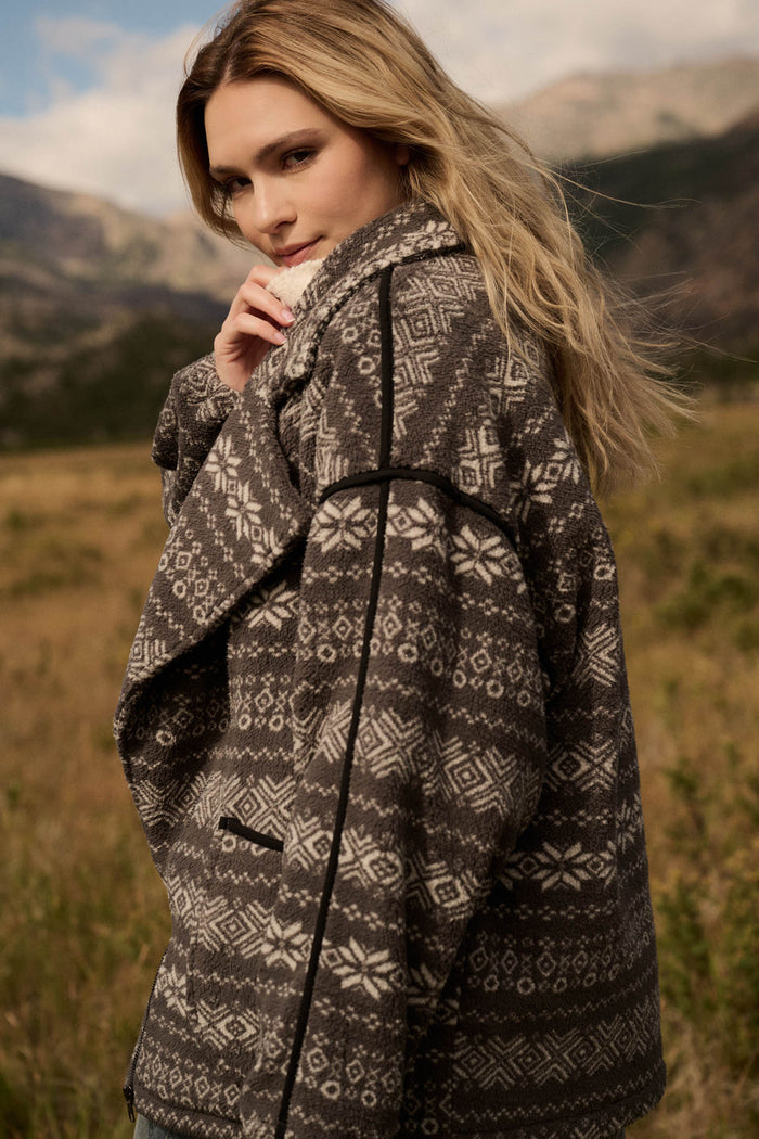 Alpine Lodge Fair Isle Fleece Oversize Jacket - ShopPromesa