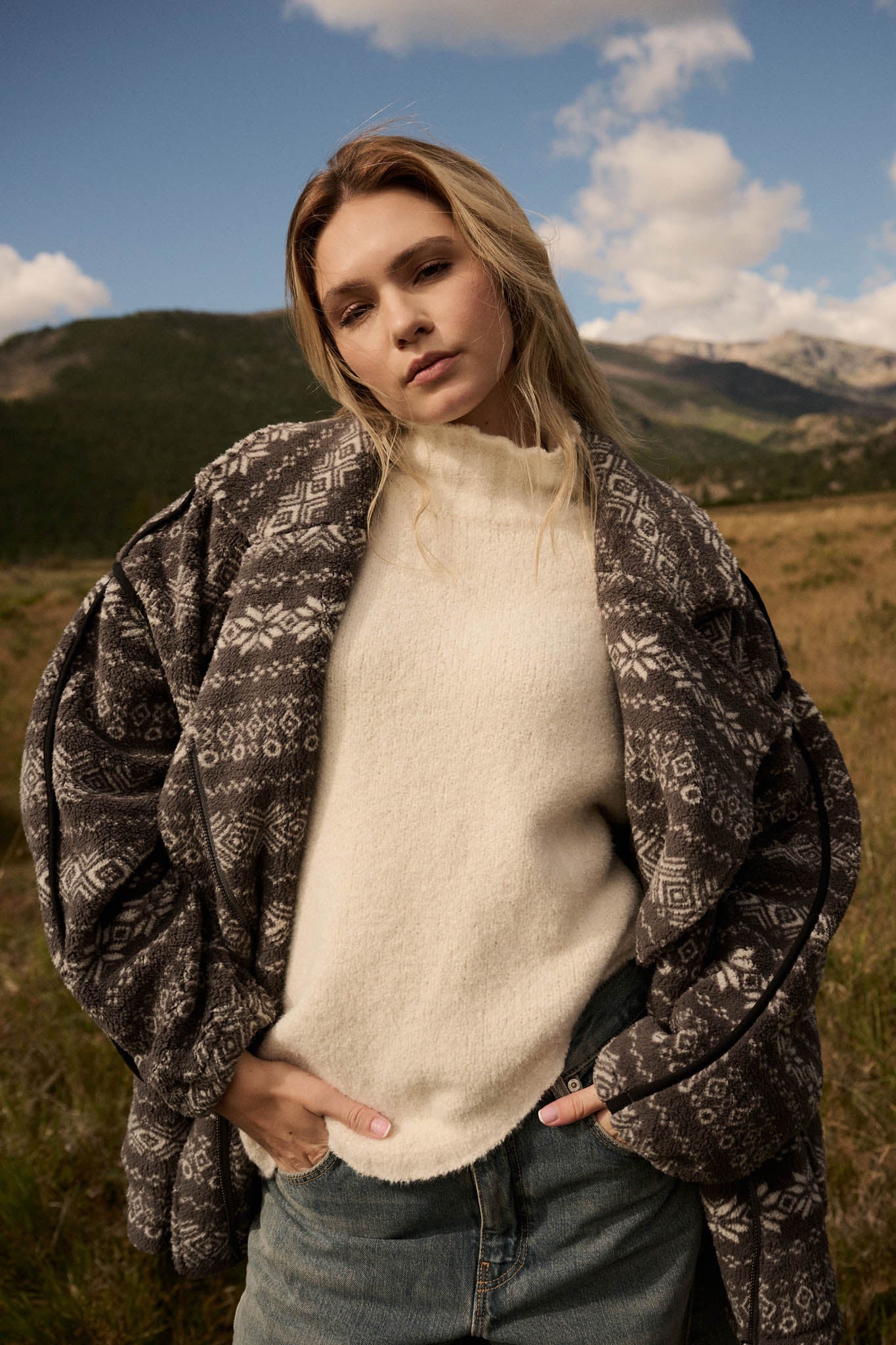 Alpine Lodge Fair Isle Fleece Oversize Jacket - ShopPromesa