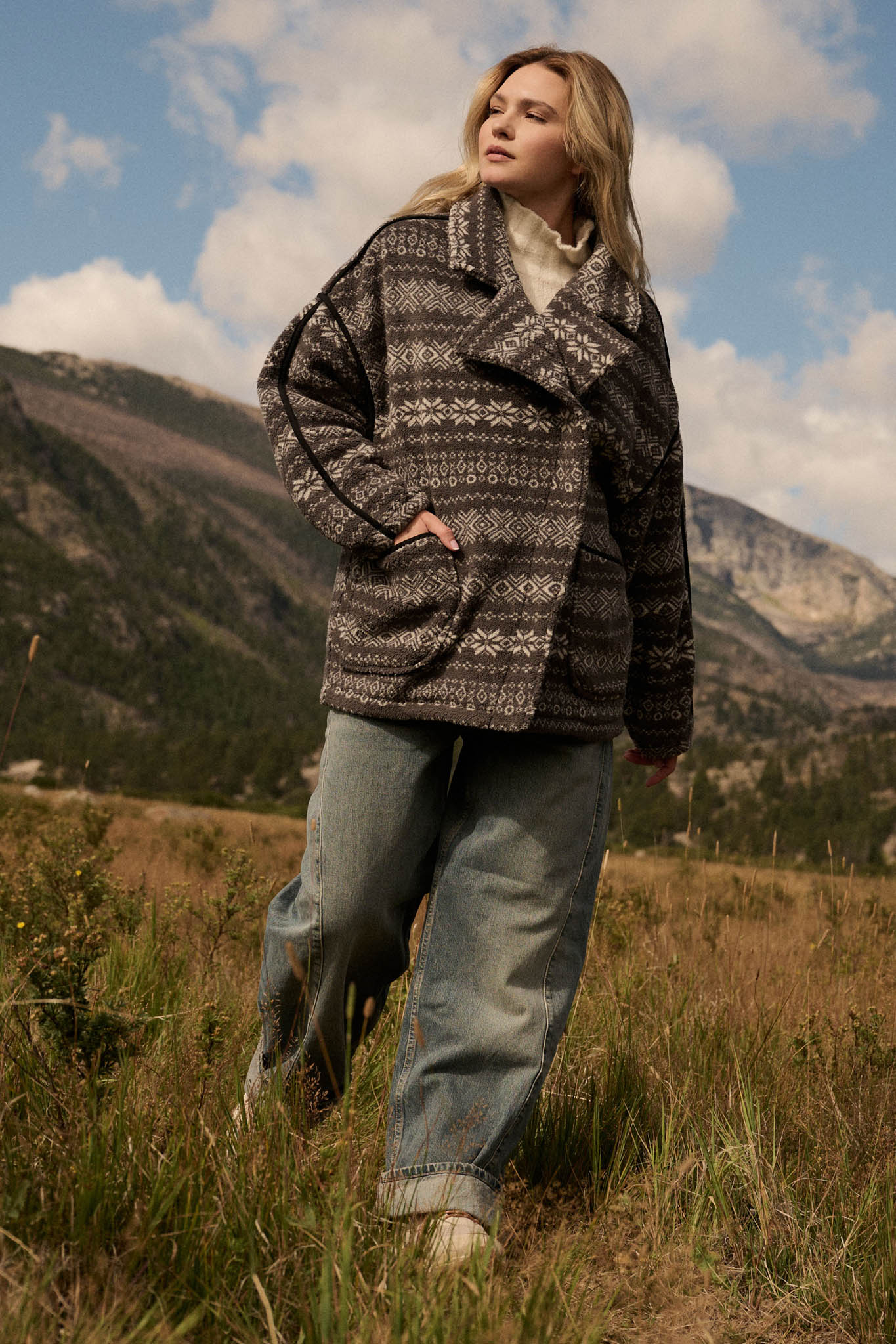 Alpine Lodge Fair Isle Fleece Oversize Jacket - ShopPromesa