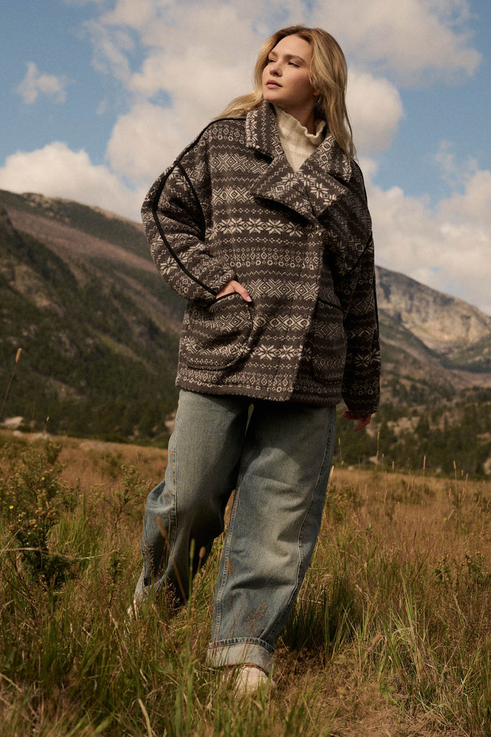 Alpine Lodge Fair Isle Fleece Oversize Jacket - ShopPromesa