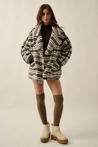 Alpine Lodge Fair Isle Fleece Oversize Jacket - ShopPromesa