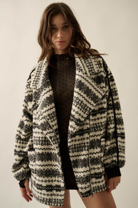 Alpine Lodge Fair Isle Fleece Oversize Jacket - ShopPromesa