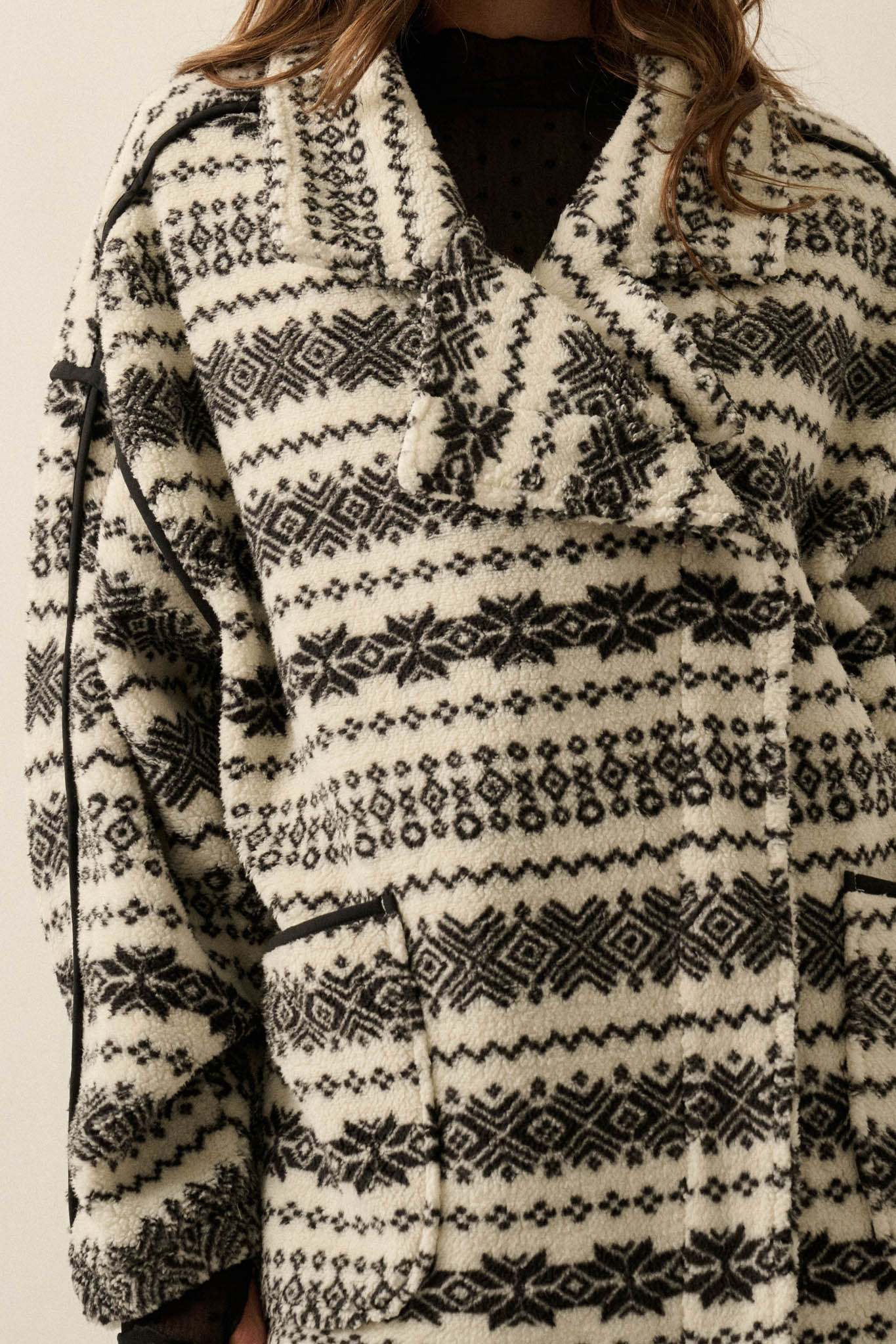Alpine Lodge Fair Isle Fleece Oversize Jacket - ShopPromesa