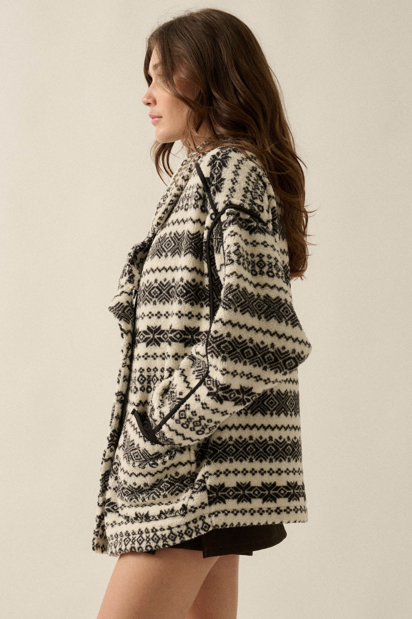 Alpine Lodge Fair Isle Fleece Oversize Jacket - ShopPromesa