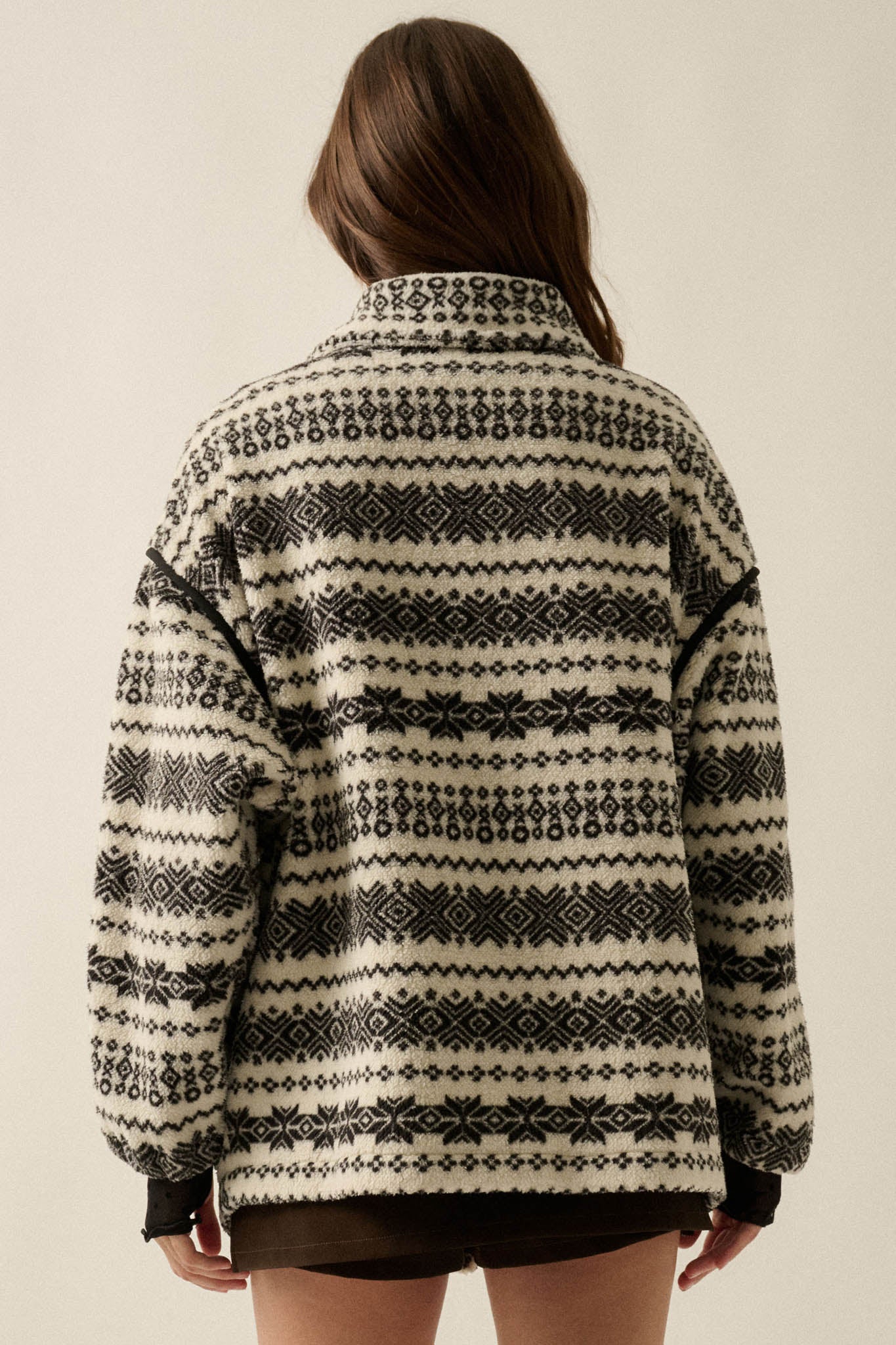 Alpine Lodge Fair Isle Fleece Oversize Jacket - ShopPromesa