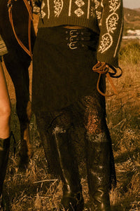 Tender Touch Vegan Suede and Lace Maxi Skirt - ShopPromesa