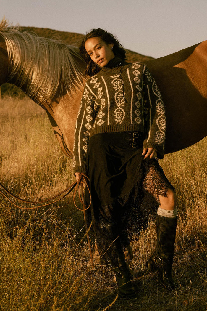 Tender Touch Vegan Suede and Lace Maxi Skirt - ShopPromesa