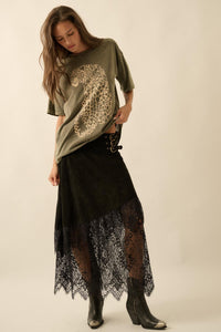 Tender Touch Vegan Suede and Lace Maxi Skirt - ShopPromesa