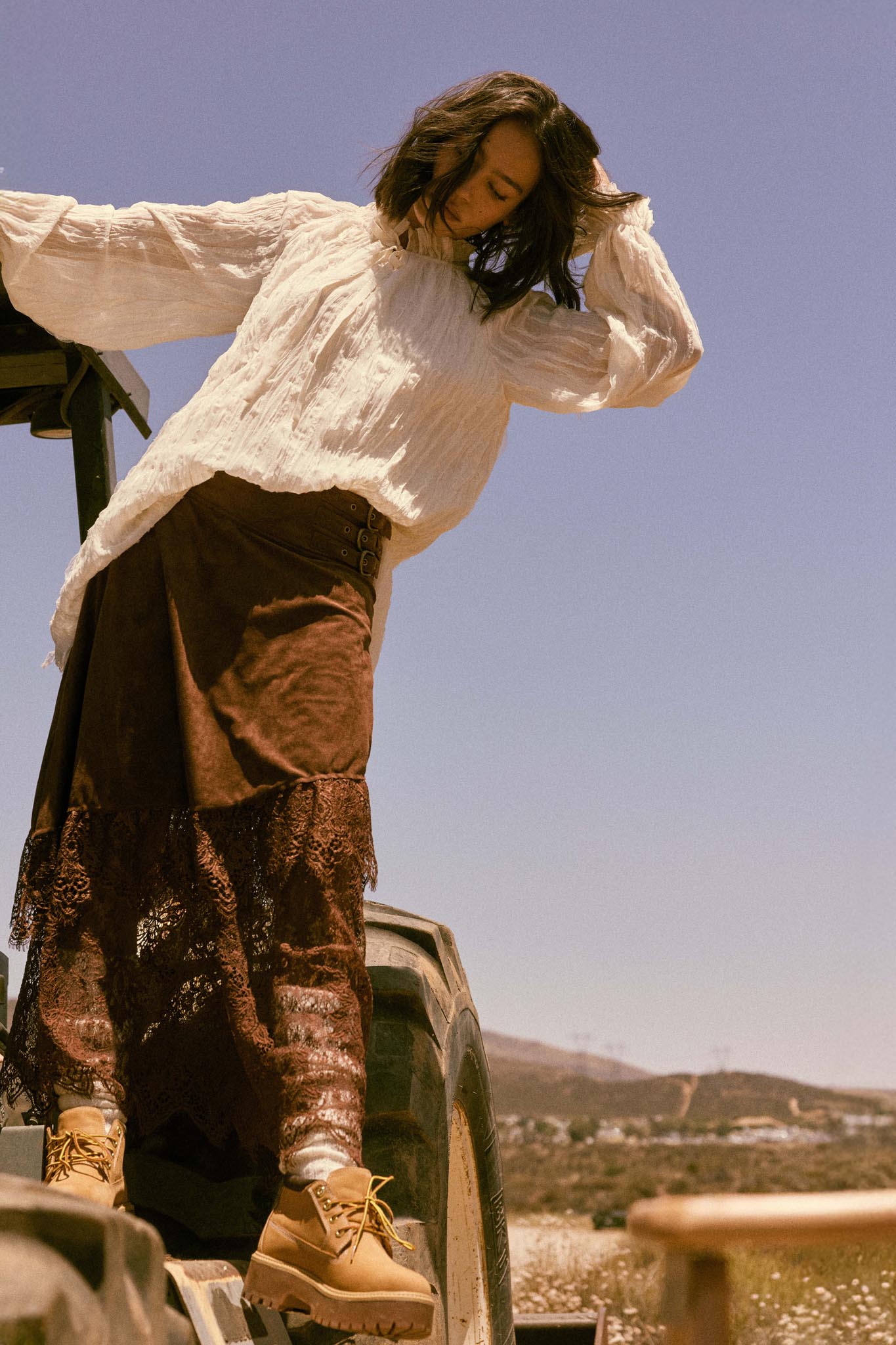 Tender Touch Vegan Suede and Lace Maxi Skirt - ShopPromesa