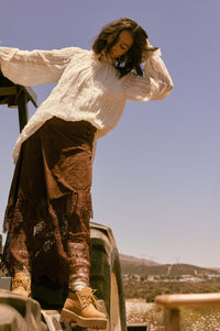 Tender Touch Vegan Suede and Lace Maxi Skirt - ShopPromesa