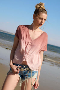 After the Rain Ombre V-Neck Twist-Front Top - ShopPromesa