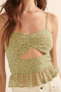 Summer Breeze Cropped Floral Cutout Cami Top - ShopPromesa