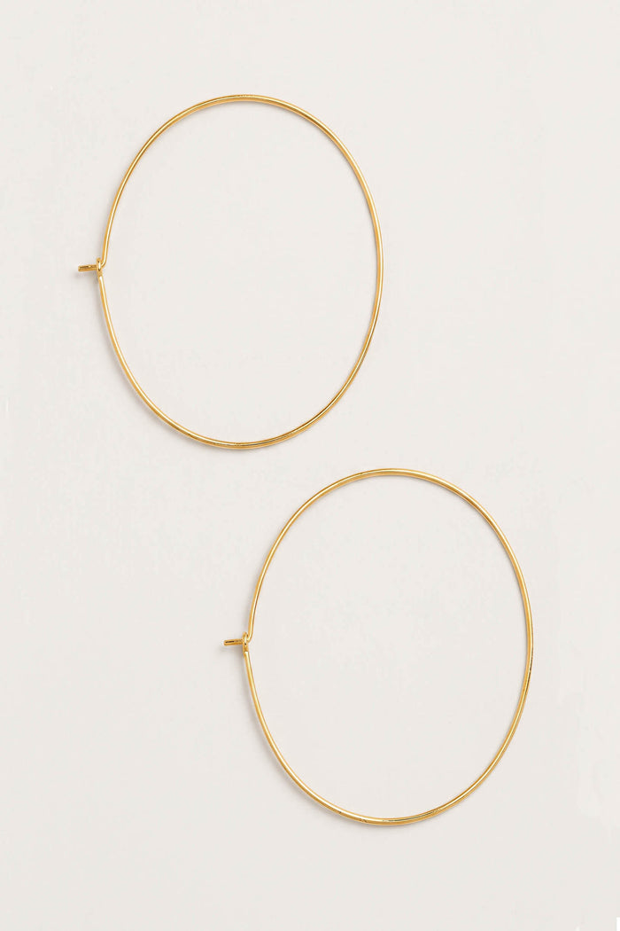 Highland Large Oval Gold-Tone Wire Hoop Earrings - ShopPromesa