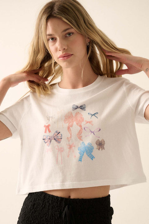Bunches of Bows Garment-Wash Cropped Graphic Tee - ShopPromesa