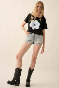 Watercolor Blossom Garment-Dyed Floral Graphic Tee - ShopPromesa