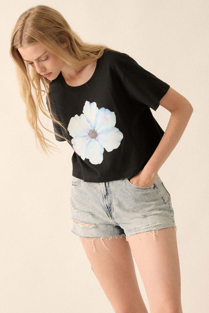 Watercolor Blossom Garment-Dyed Floral Graphic Tee - ShopPromesa