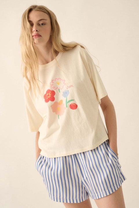 Best Wishes Garment-Dyed Floral Graphic Tee - ShopPromesa