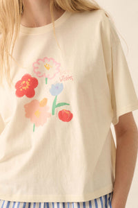 Best Wishes Garment-Dyed Floral Graphic Tee - ShopPromesa