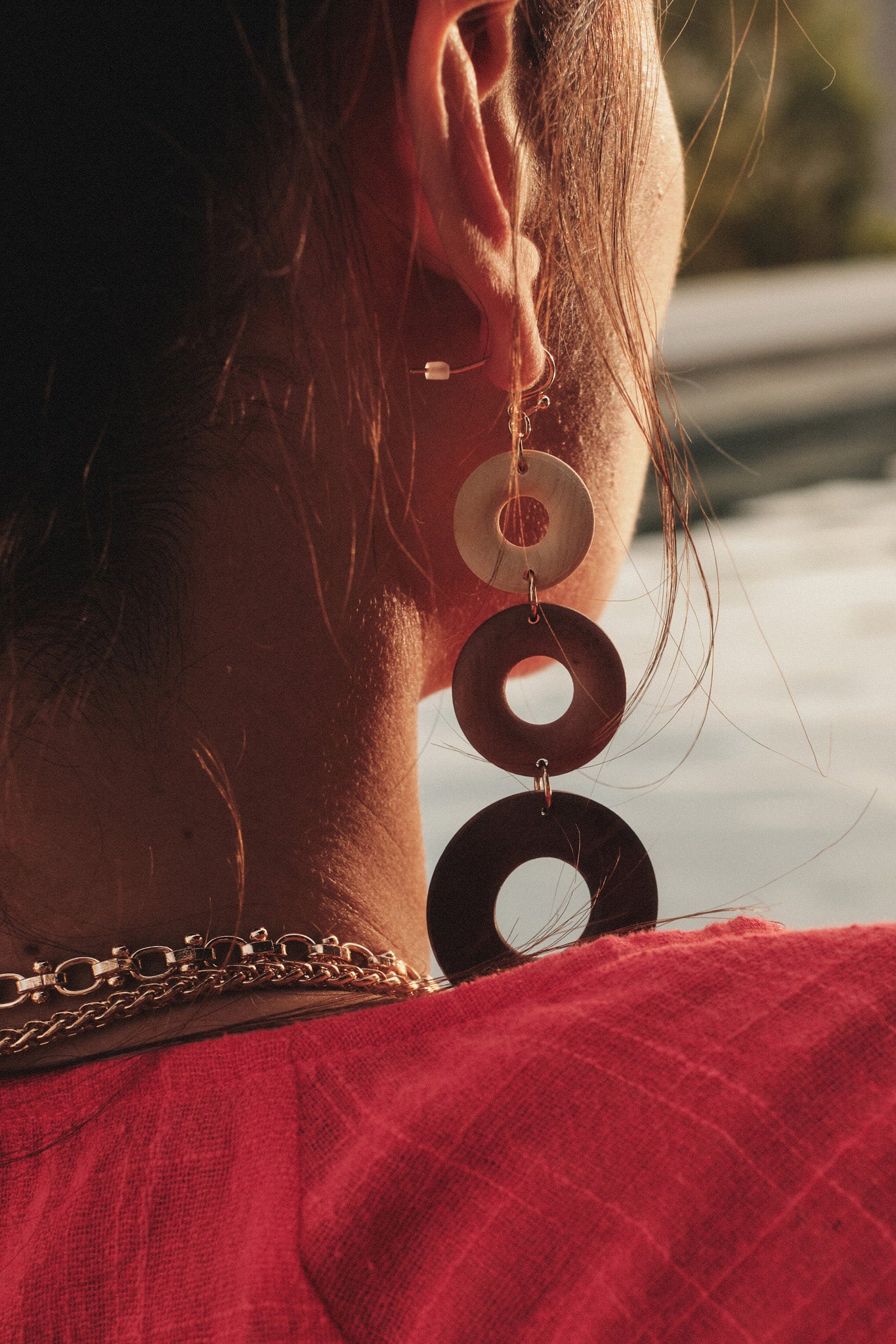 Topanga Three-Tone Wood Hoop Dangle Earrings - ShopPromesa