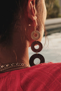 Topanga Three-Tone Wood Hoop Dangle Earrings - ShopPromesa