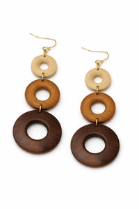 Topanga Three-Tone Wood Hoop Dangle Earrings - ShopPromesa