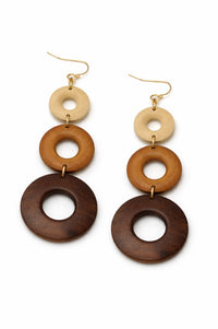 Topanga Three-Tone Wood Hoop Dangle Earrings - ShopPromesa
