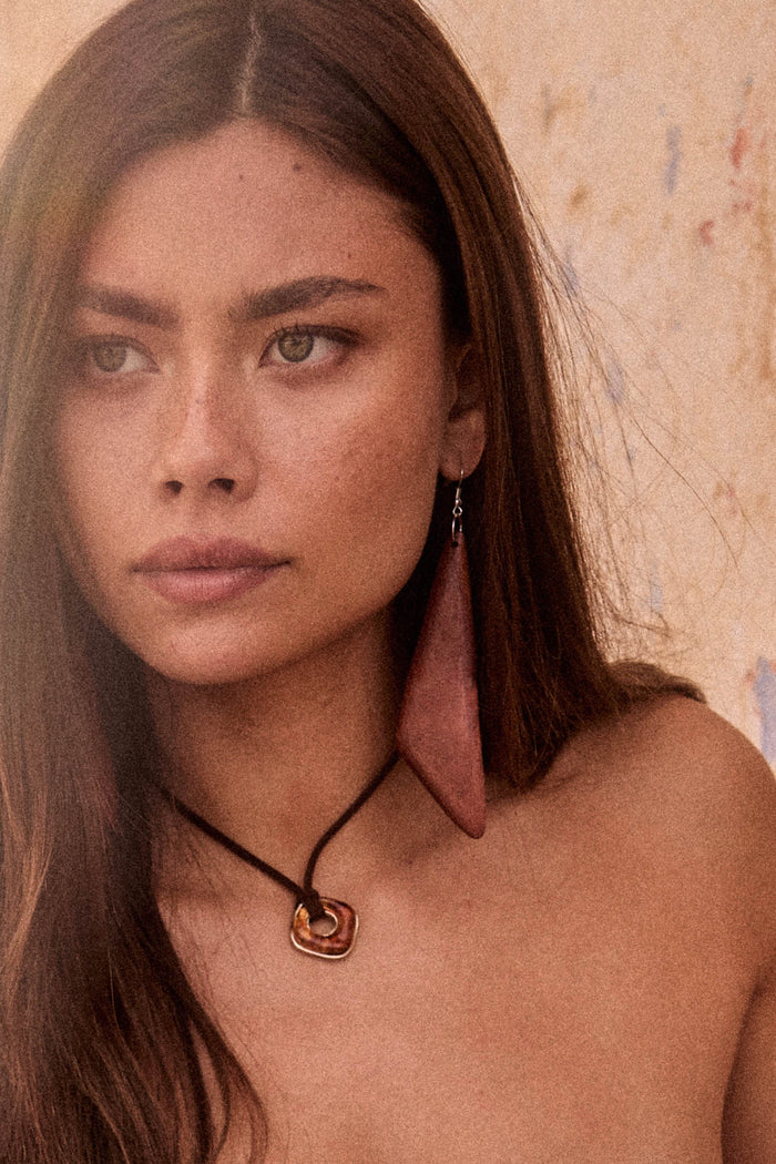 Beachwood Large Wood Triangle Dangle Earrings - ShopPromesa