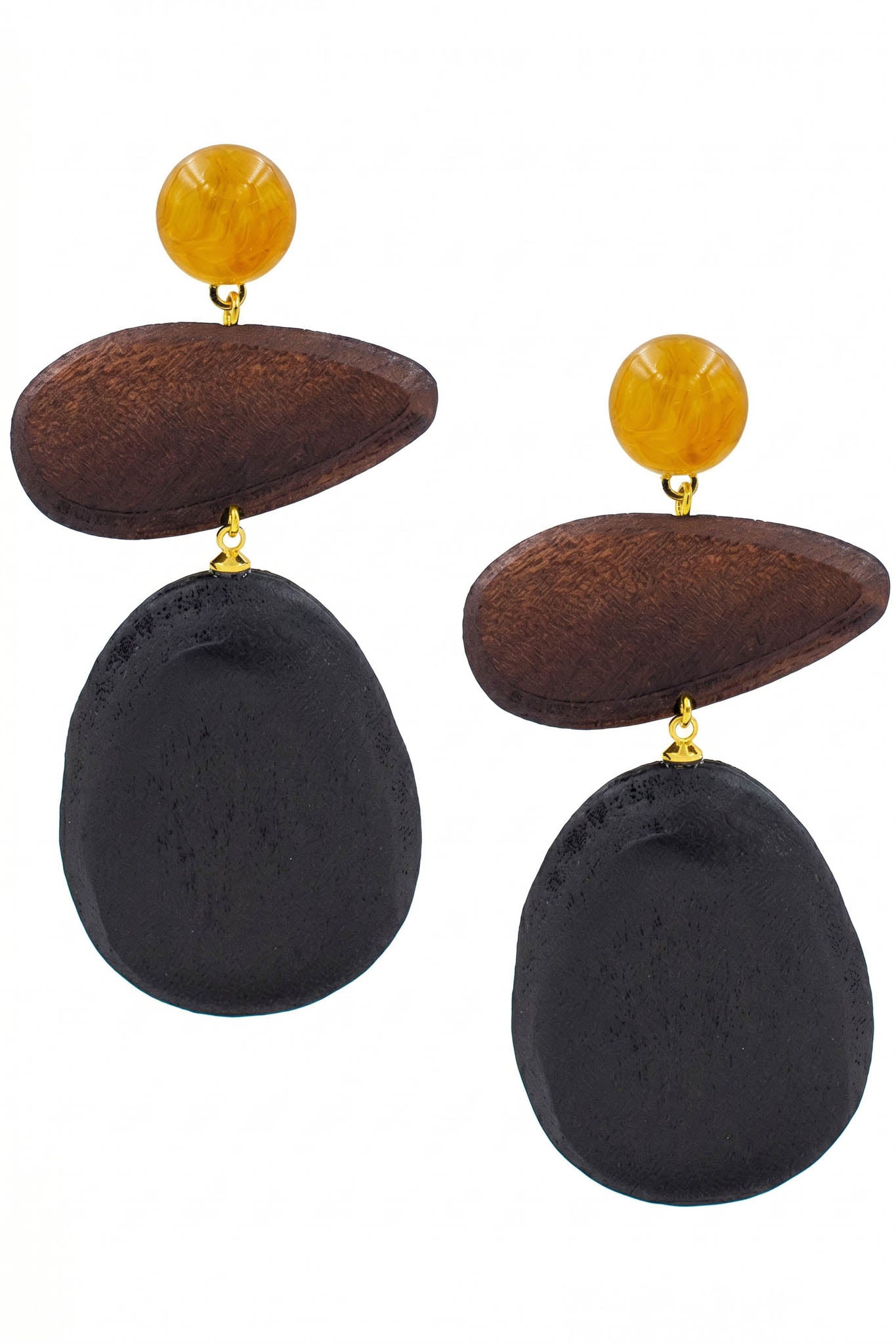 Wilshire Two-Tone Wood Sculptural Dangle Earrings - ShopPromesa