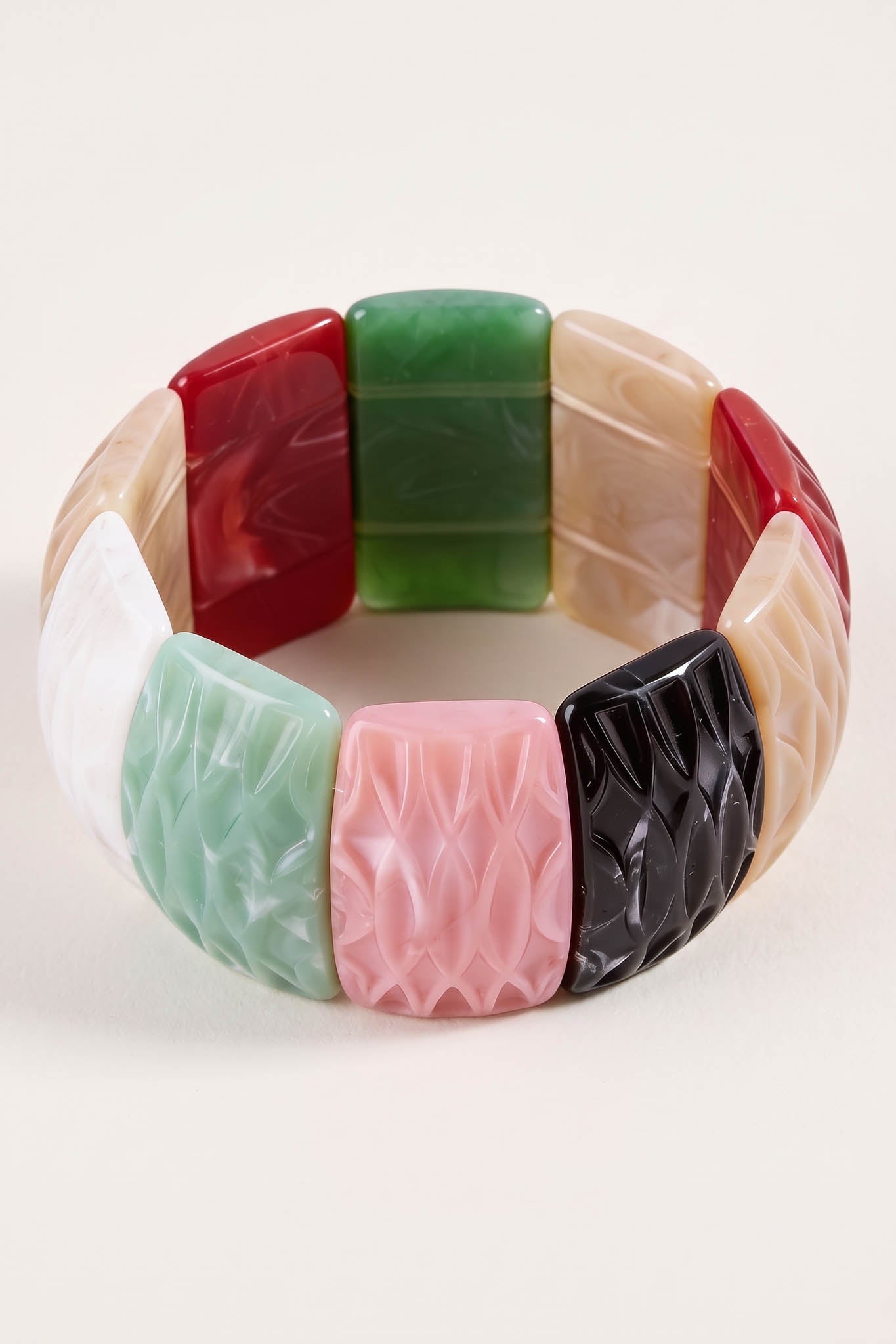 Coronado Multicolor Resin Block Stretch Bracelet - ShopPromesa
