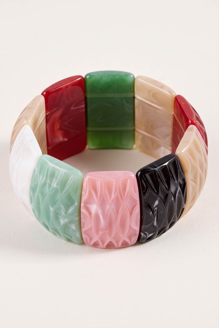 Coronado Multicolor Resin Block Stretch Bracelet - ShopPromesa