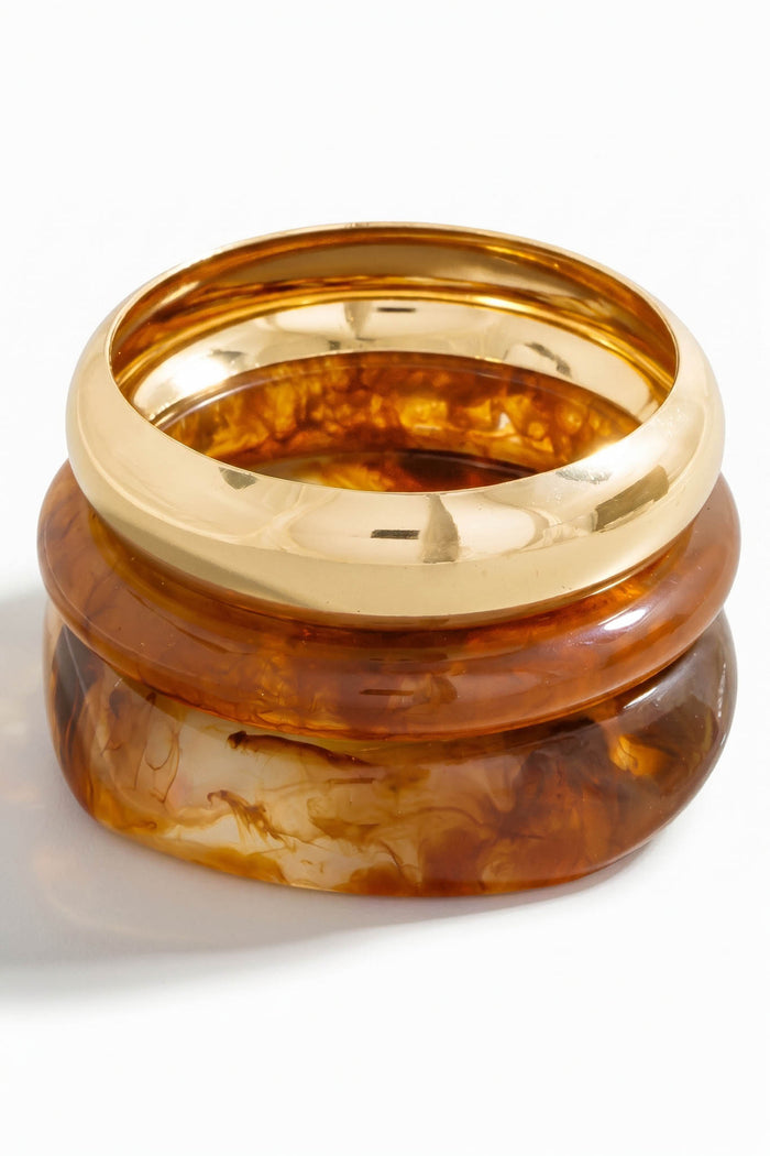 Moraga Marble Resin and Metallic Bracelet Set - ShopPromesa