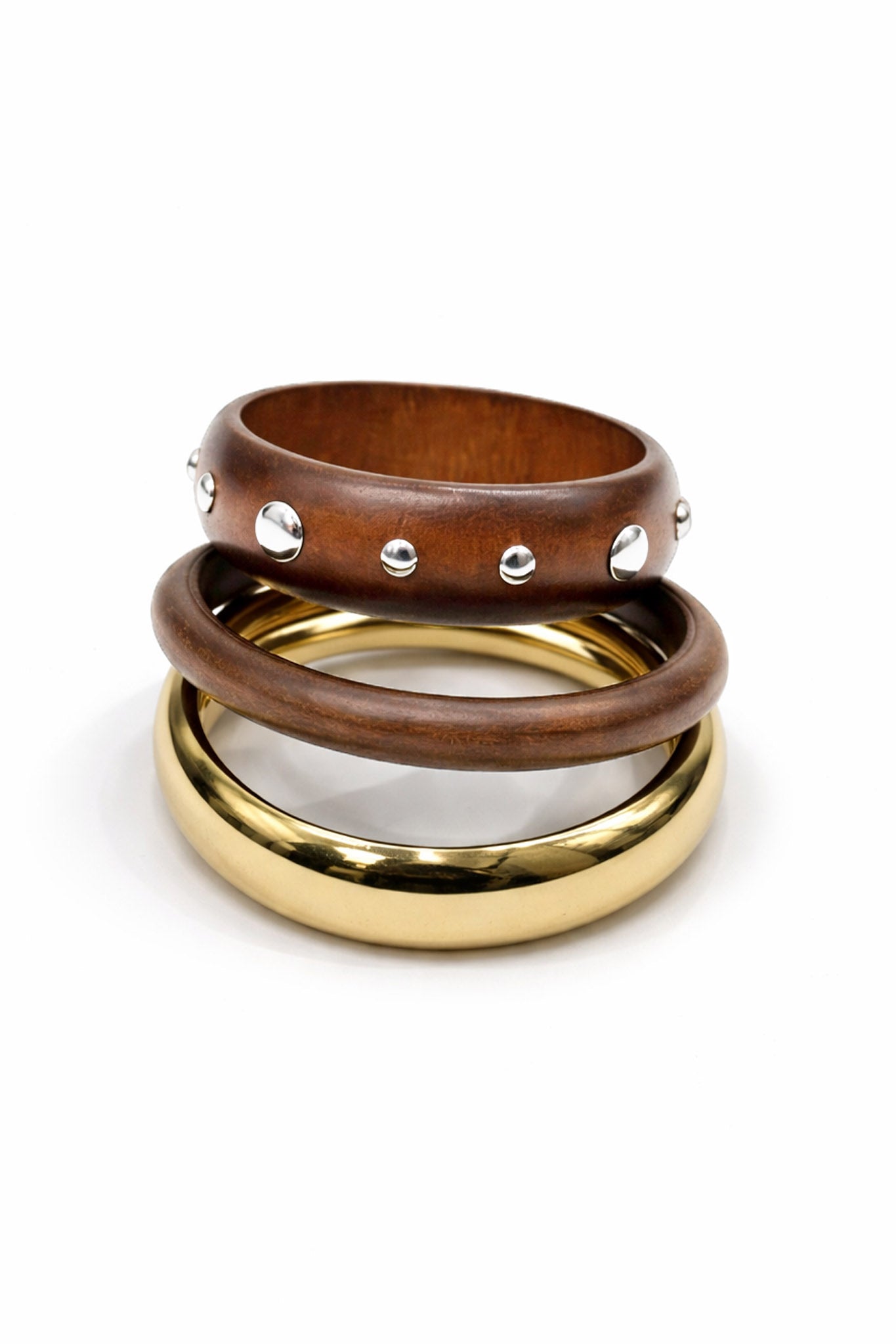 Runyon Wood and Metallic Bangle Bracelet Set - ShopPromesa