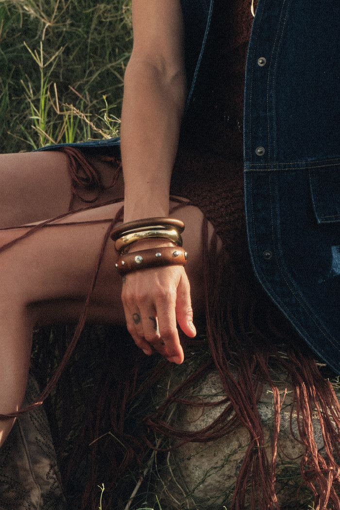 Runyon Wood and Metallic Bangle Bracelet Set - ShopPromesa