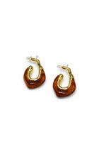 Savona Marble Resin and Gold Warped Hoop Earrings - ShopPromesa