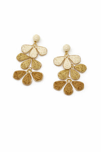 Acanto Straw Weave Tiered Flower Dangle Earrings - ShopPromesa