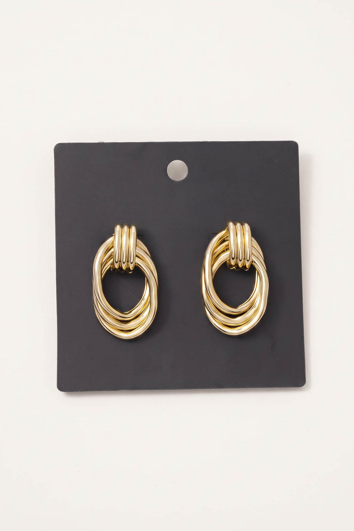 Baldwin Gold Multi-Ring Oval Door Knocker Earrings - ShopPromesa