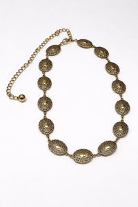 Lancaster Ornate Gold Concho Chain Belt - ShopPromesa
