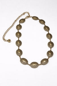 Lancaster Ornate Gold Concho Chain Belt - ShopPromesa