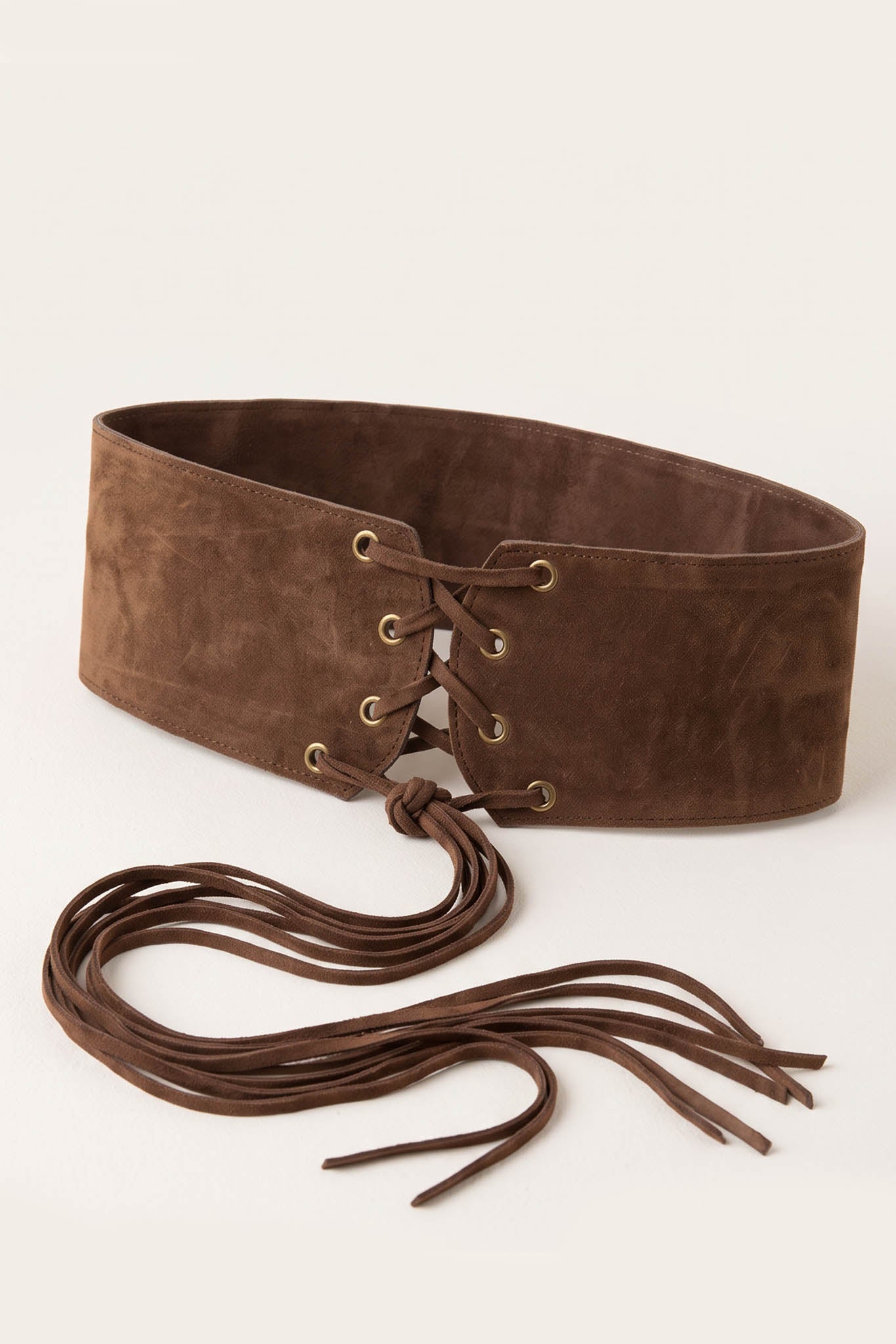 Eastwood Vegan Suede Lace-Up Corset Belt - ShopPromesa