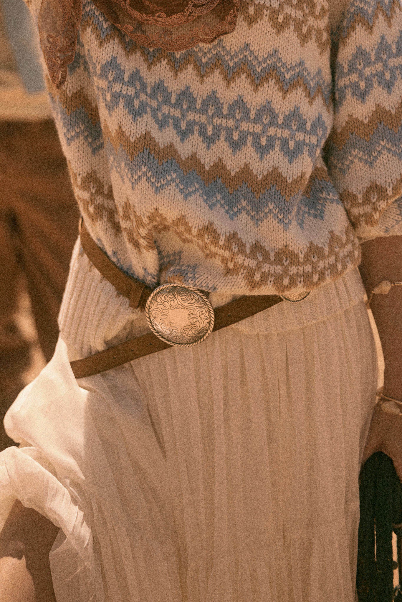 Alameda Brown Vegan Suede Concho Buckle Belt - ShopPromesa