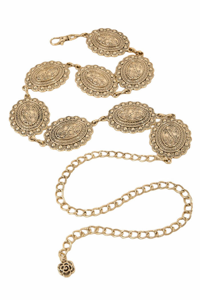 Eldorado Ornate Gold Concho Chain Belt - ShopPromesa