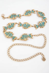 Cayucos Gold Fish Turquoise-Chip Chain Belt - ShopPromesa