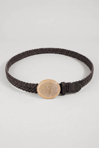 Verdugo Marbled Oval Buckle Black Braided Belt - ShopPromesa