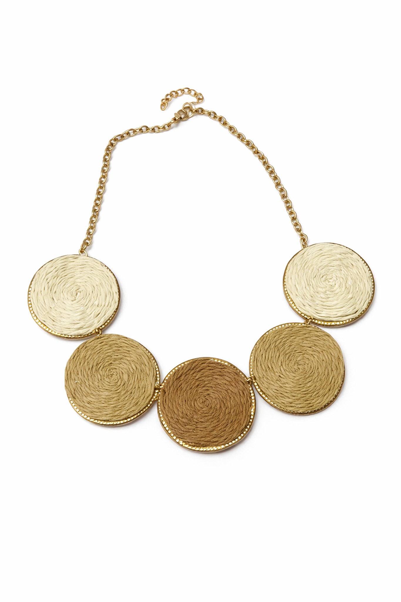 Larchmont Three-Tone Straw Disc Chain Necklace - ShopPromesa